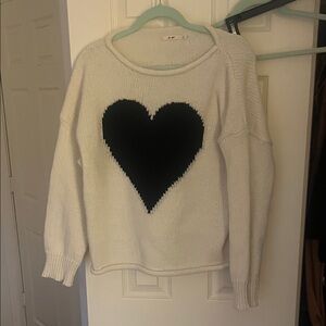 Francesca's Collections White Sweater with Black Heart